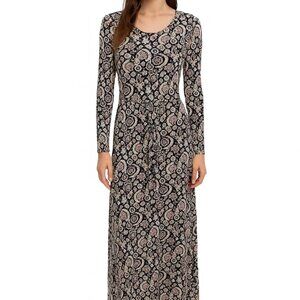 Boden Womens Maxi Dress Size 6R Ditsy Floral Jersey Preppy Modest Long Sleeve